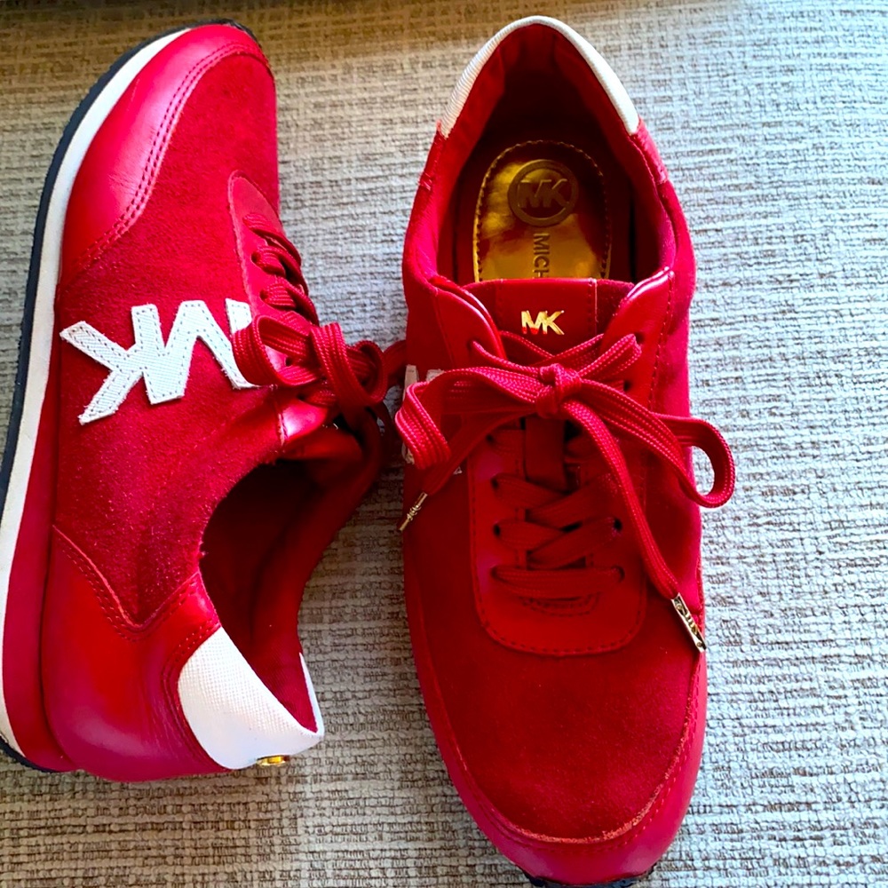 Red Michael Kors Leather sneakers Size 7